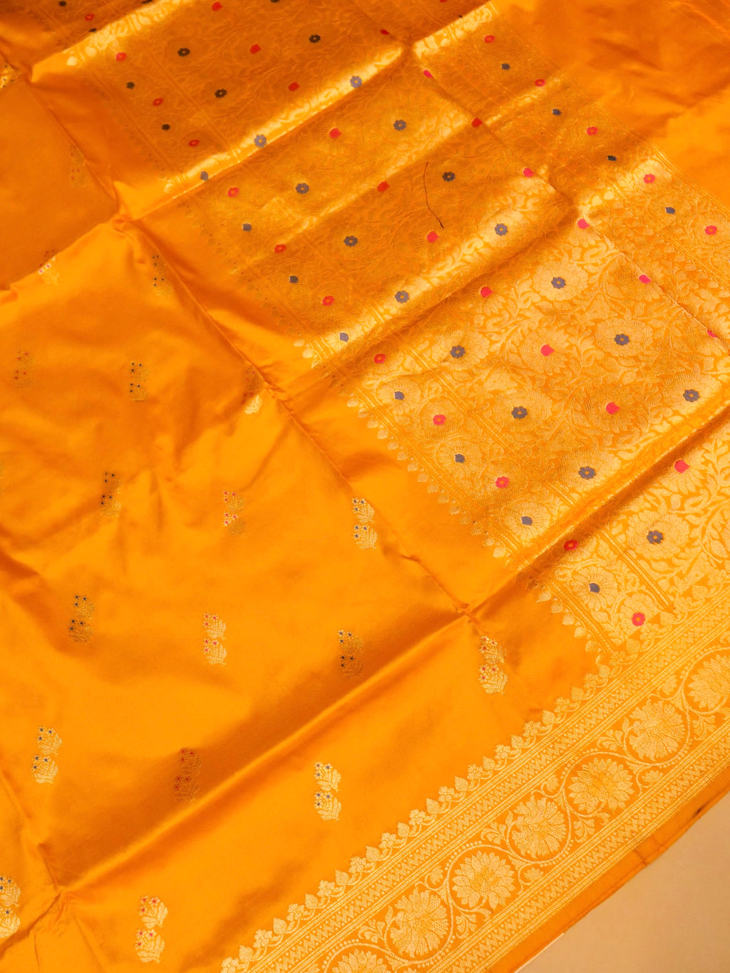 Handwoven Yellow Banarasi Katan Silk Saree