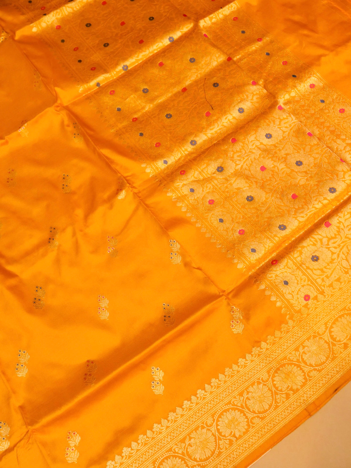 Handwoven Yellow Banarasi Katan Silk Saree