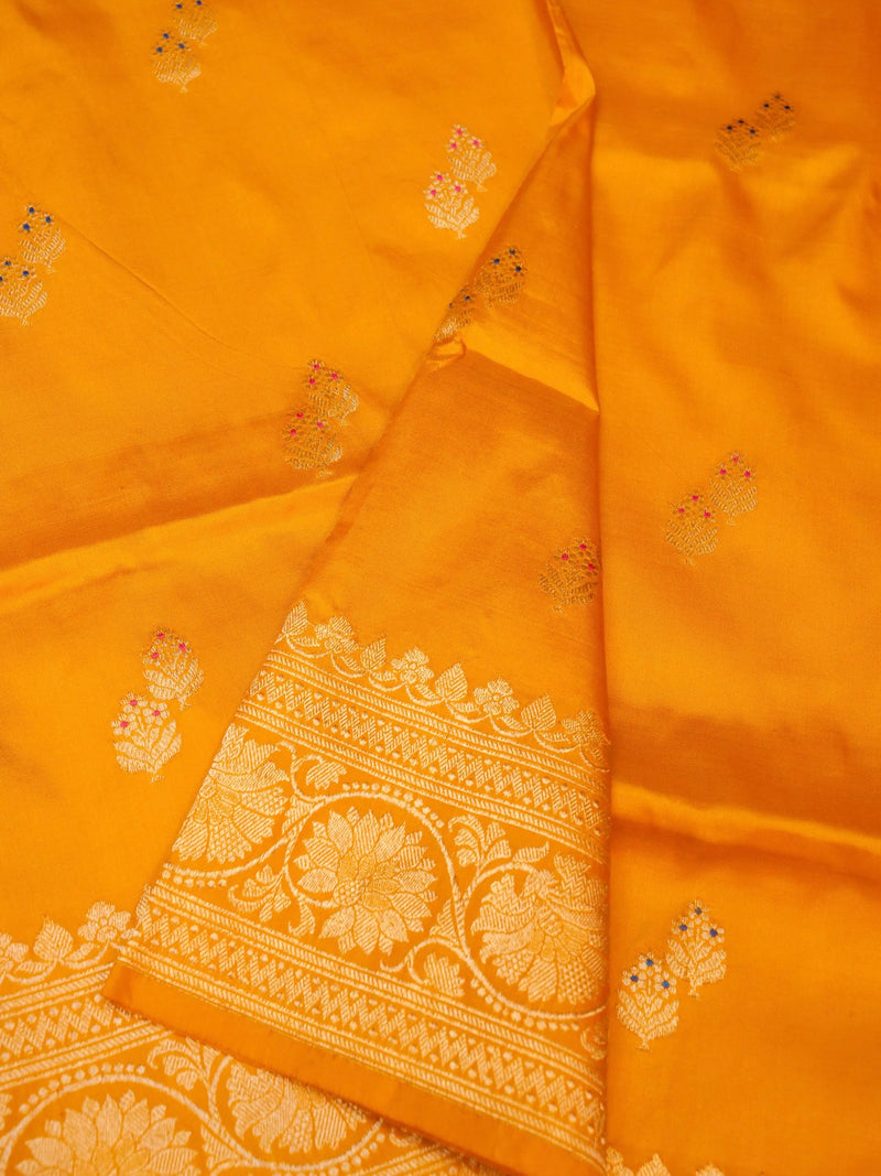 Handwoven Yellow Banarasi Katan Silk Saree