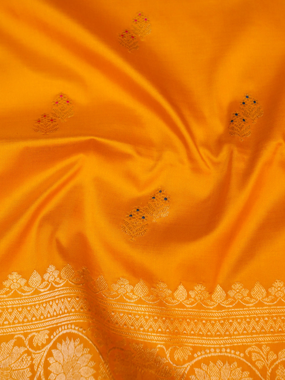 Handwoven Yellow Banarasi Katan Silk Saree