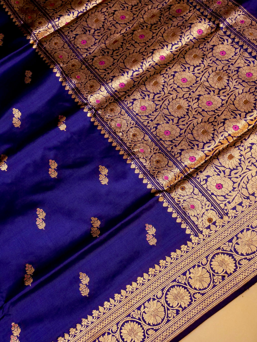 Handwoven Ink Blue Banarasi Katan Silk Saree