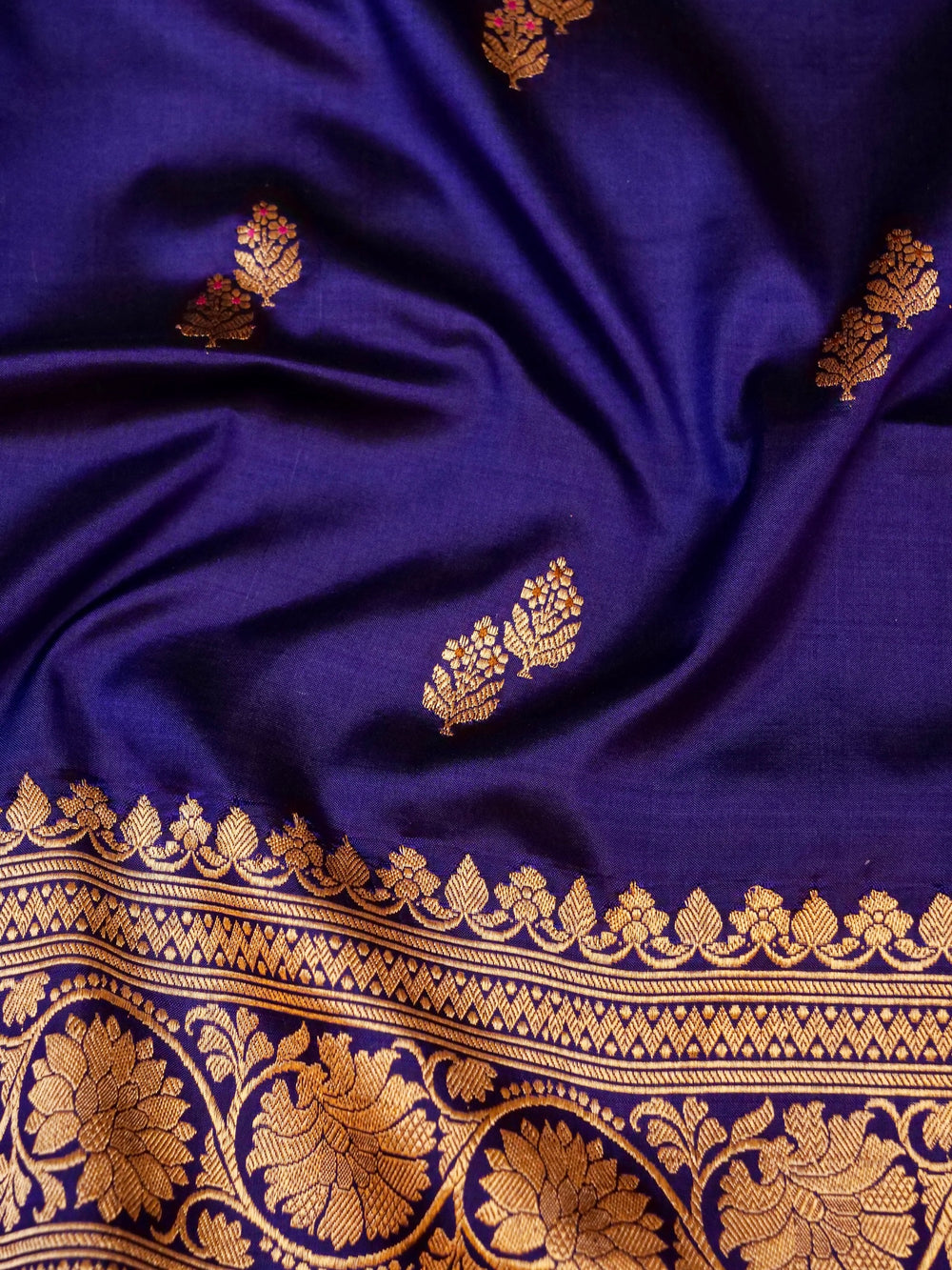 Handwoven Ink Blue Banarasi Katan Silk Saree