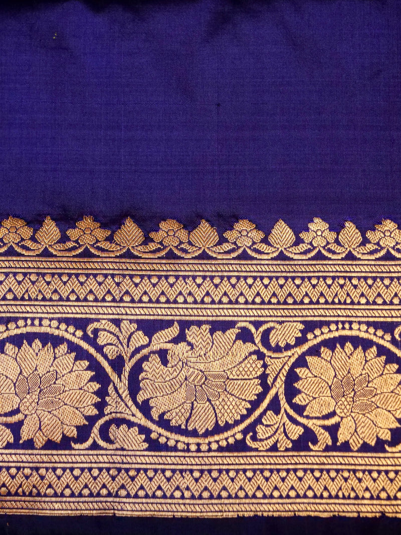 Handwoven Ink Blue Banarasi Katan Silk Saree