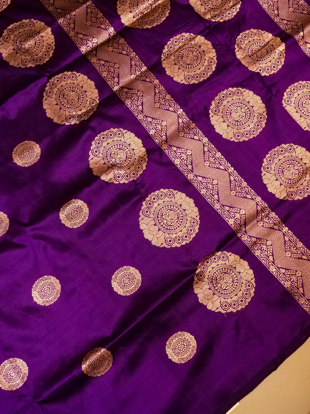 Handwoven Dark Purple Banarasi Katan Silk Saree