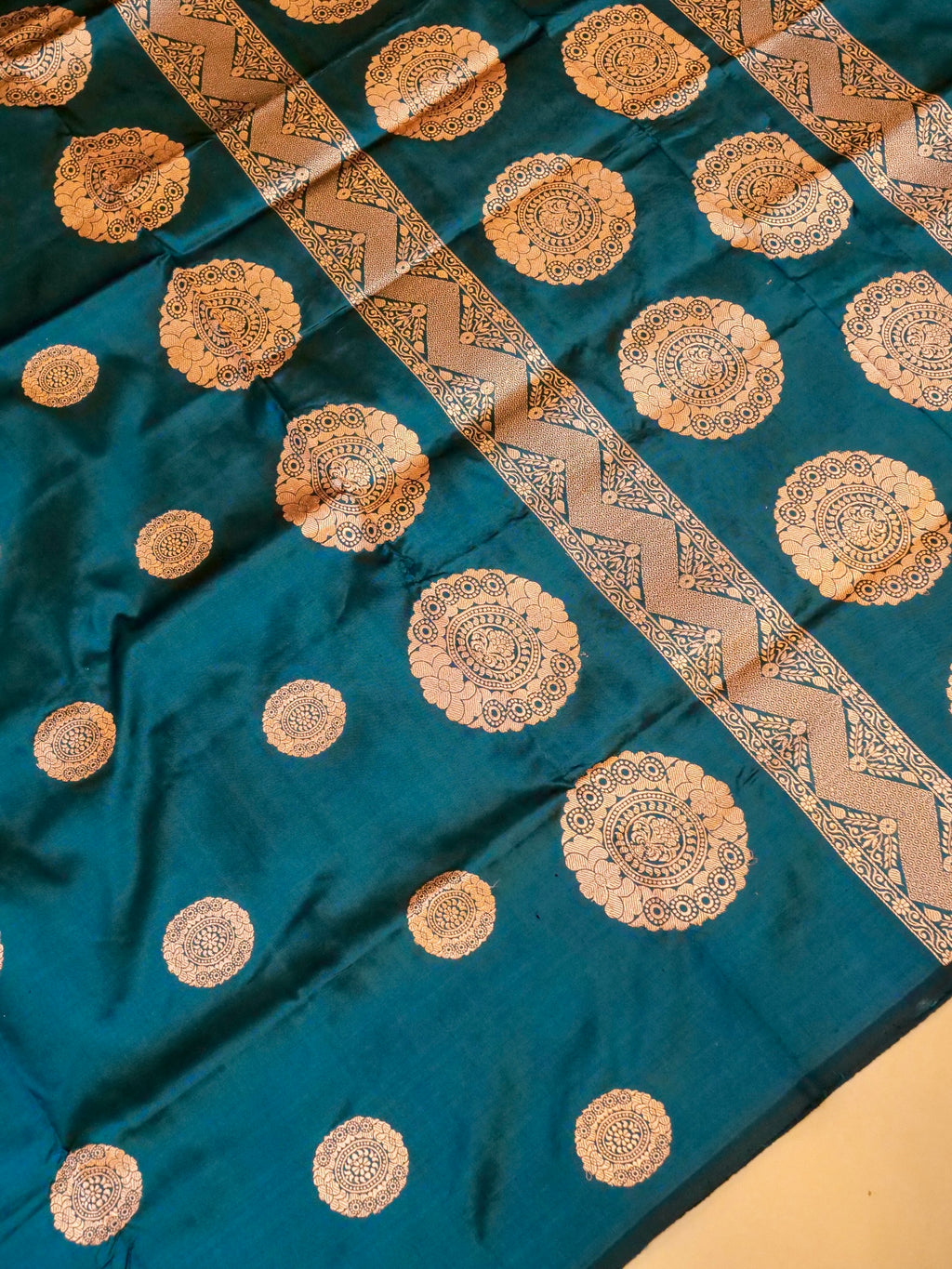 Handwoven Teal Green Banarasi Katan Silk Saree