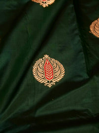 Handwoven Dark Green Banarasi Katan Silk Saree