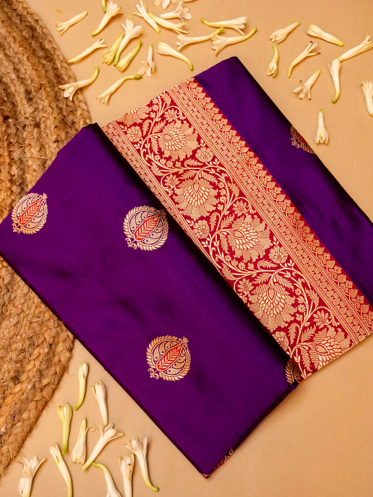 Handwoven Purple Banarasi Katan Silk Saree