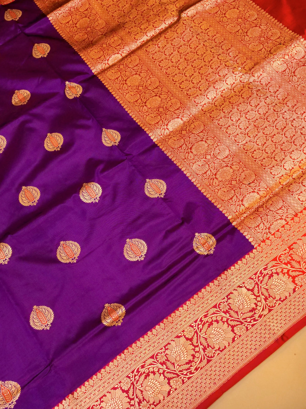 Handwoven Purple Banarasi Katan Silk Saree