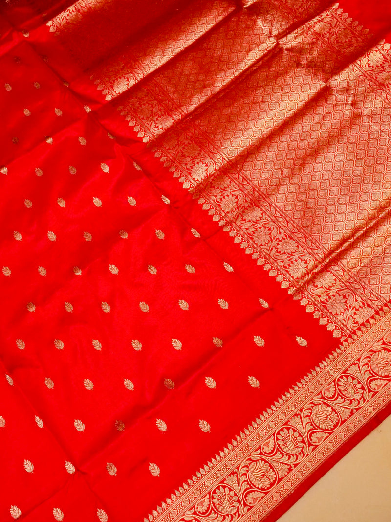 Handwoven Red Banarasi Katan Silk Saree