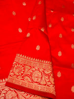 Handwoven Red Banarasi Katan Silk Saree