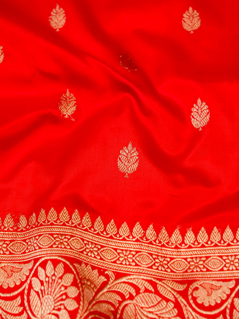 Handwoven Red Banarasi Katan Silk Saree