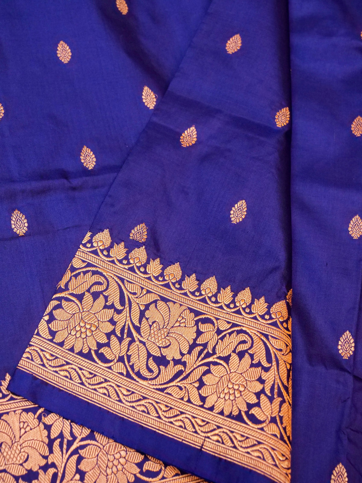 Handwoven Blue Banarasi Katan Silk Saree