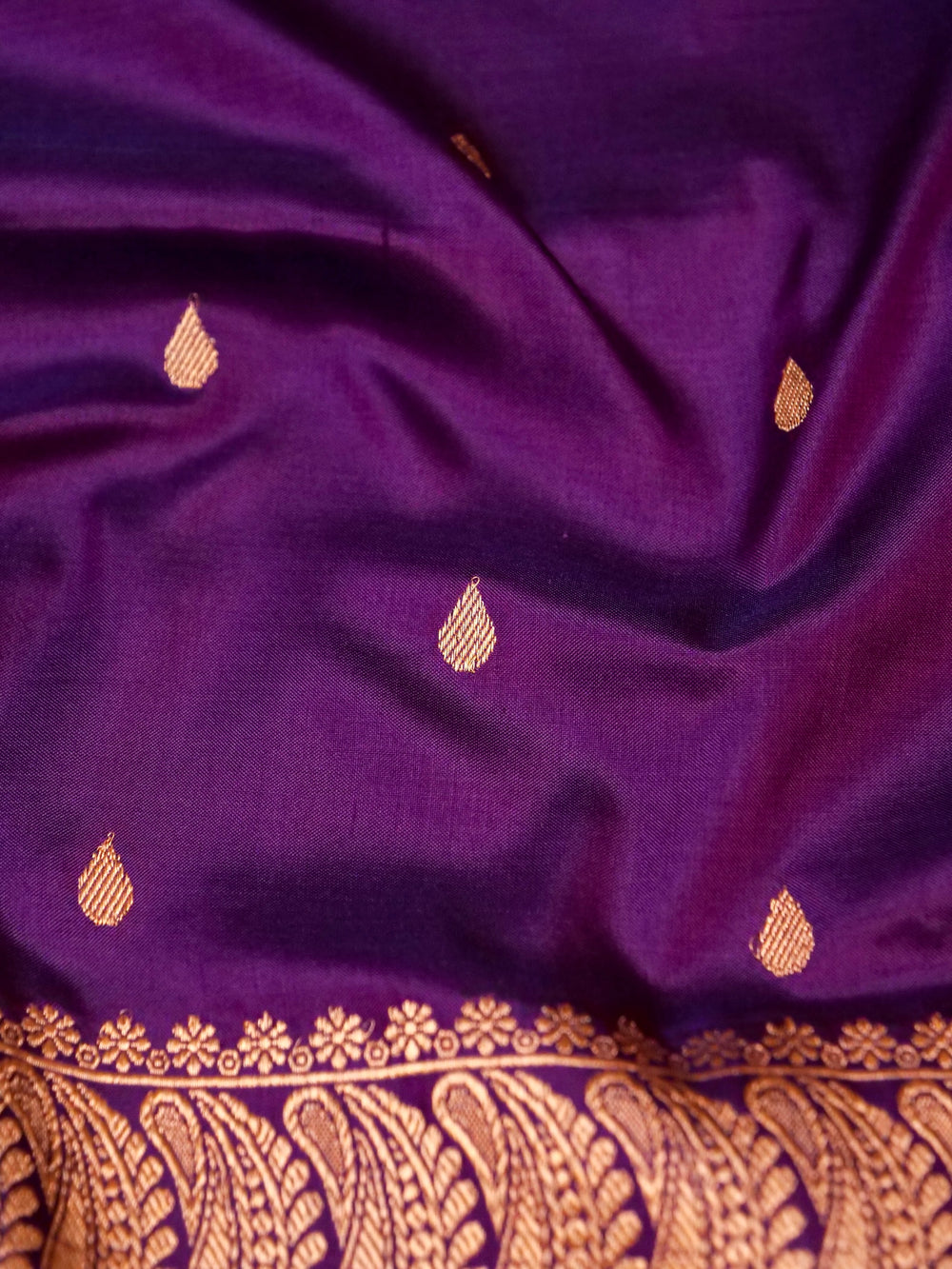 Handwoven Purple Banarasi Katan Silk Saree