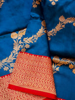 Handwoven Teal Blue Banarasi Katan Silk Saree