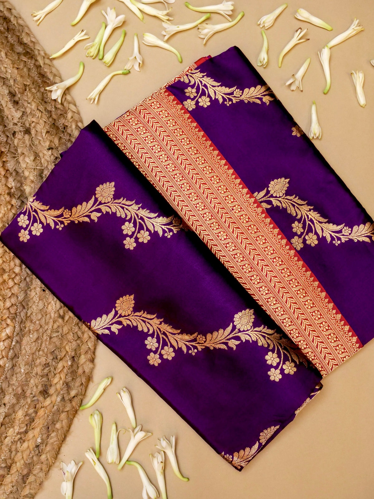 Handwoven Purple Banarasi Katan Silk Saree