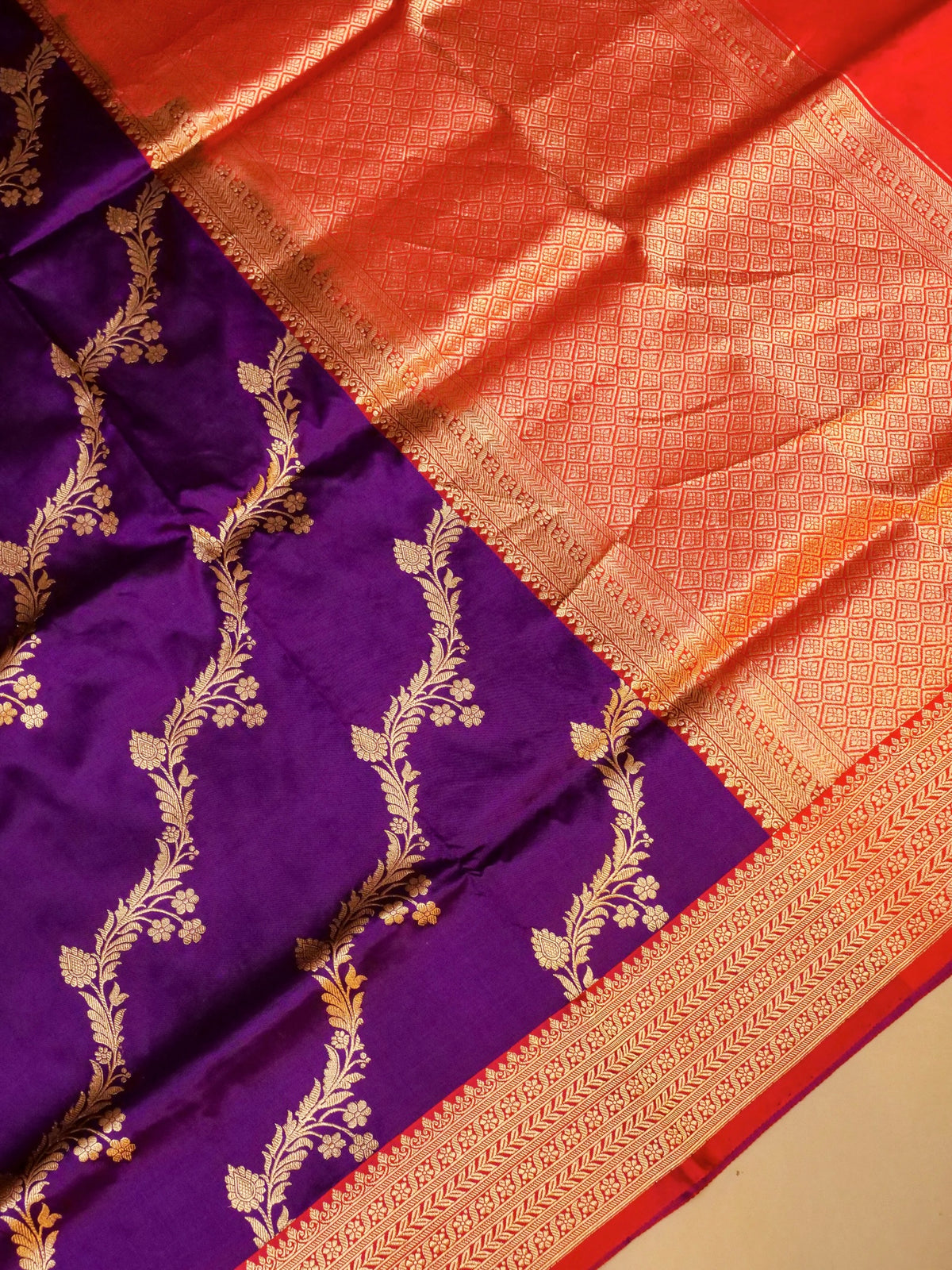 Handwoven Purple Banarasi Katan Silk Saree