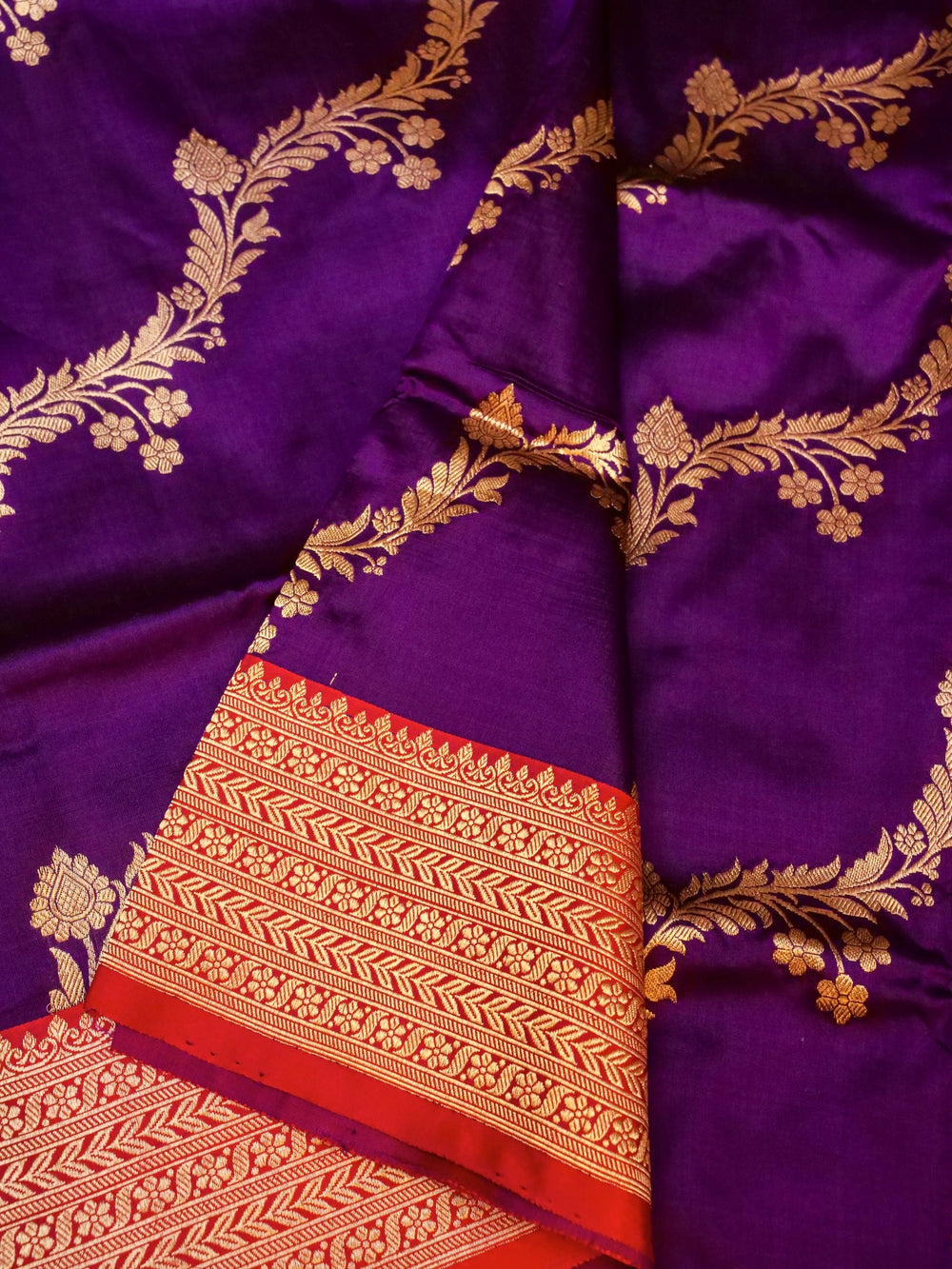 Handwoven Purple Banarasi Katan Silk Saree