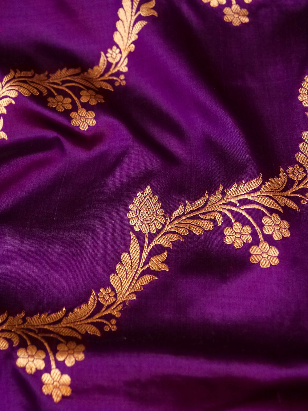 Handwoven Purple Banarasi Katan Silk Saree