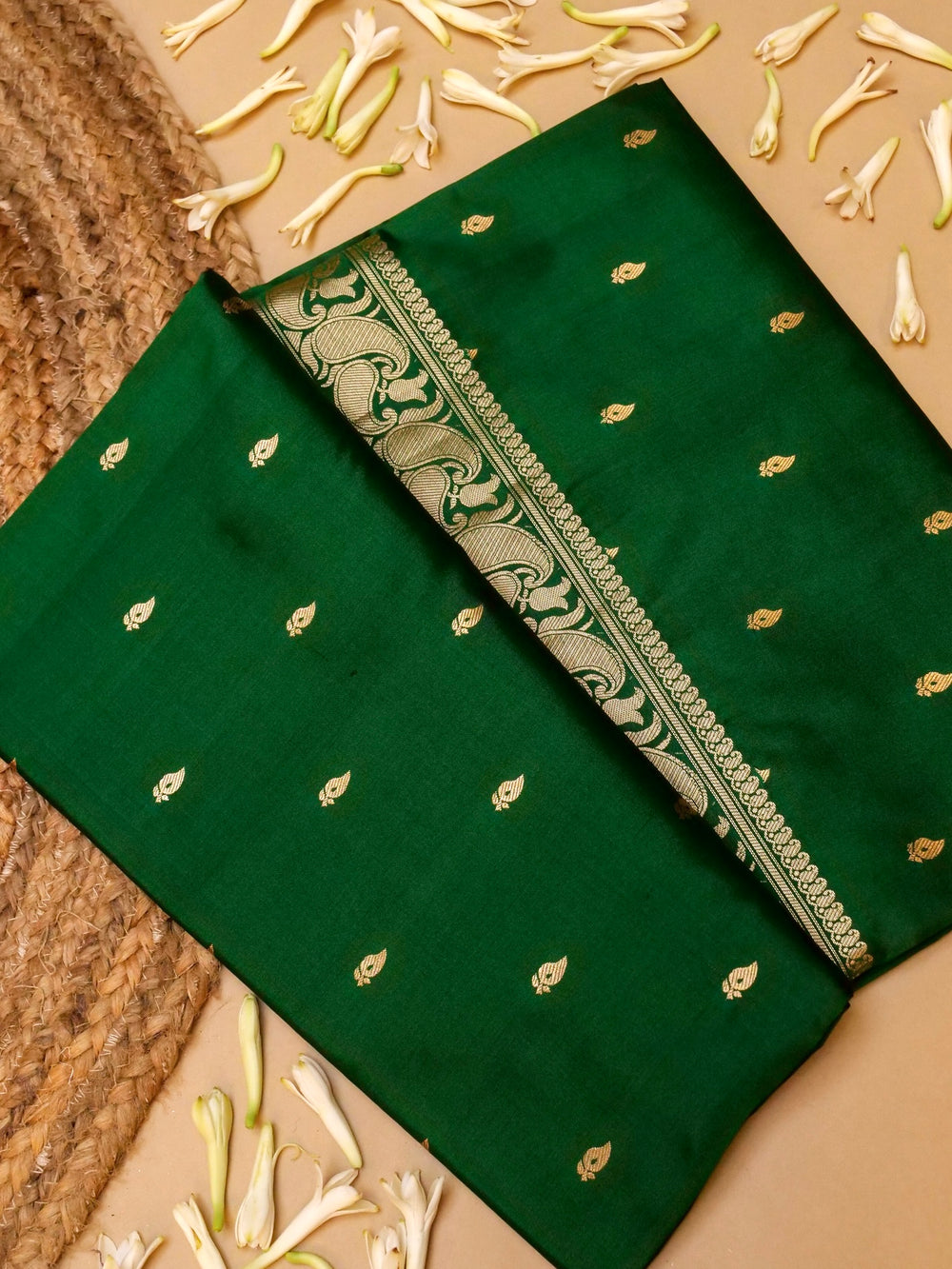 Handwoven Green Banarasi Katan Silk Saree