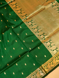 Handwoven Green Banarasi Katan Silk Saree