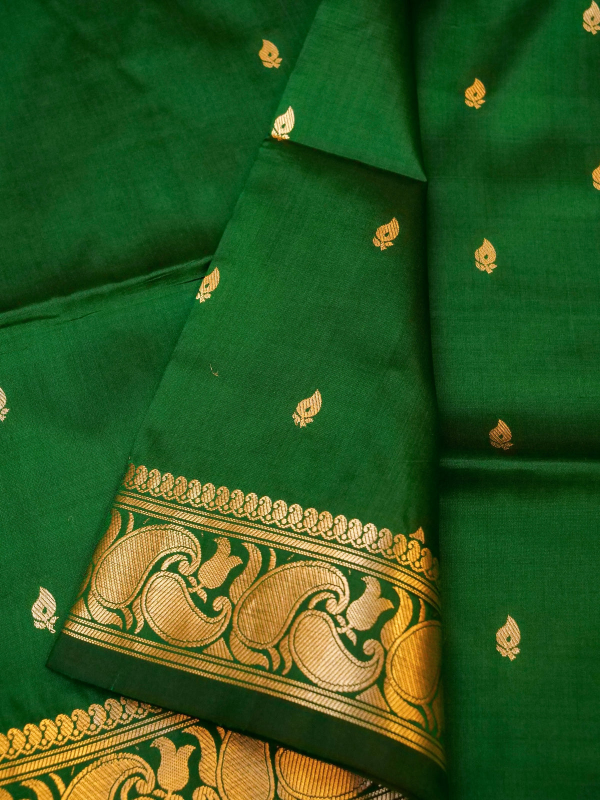 Handwoven Green Banarasi Katan Silk Saree