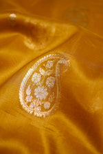 Handwoven Mustard Yellow Banarasi Organza Silk Saree
