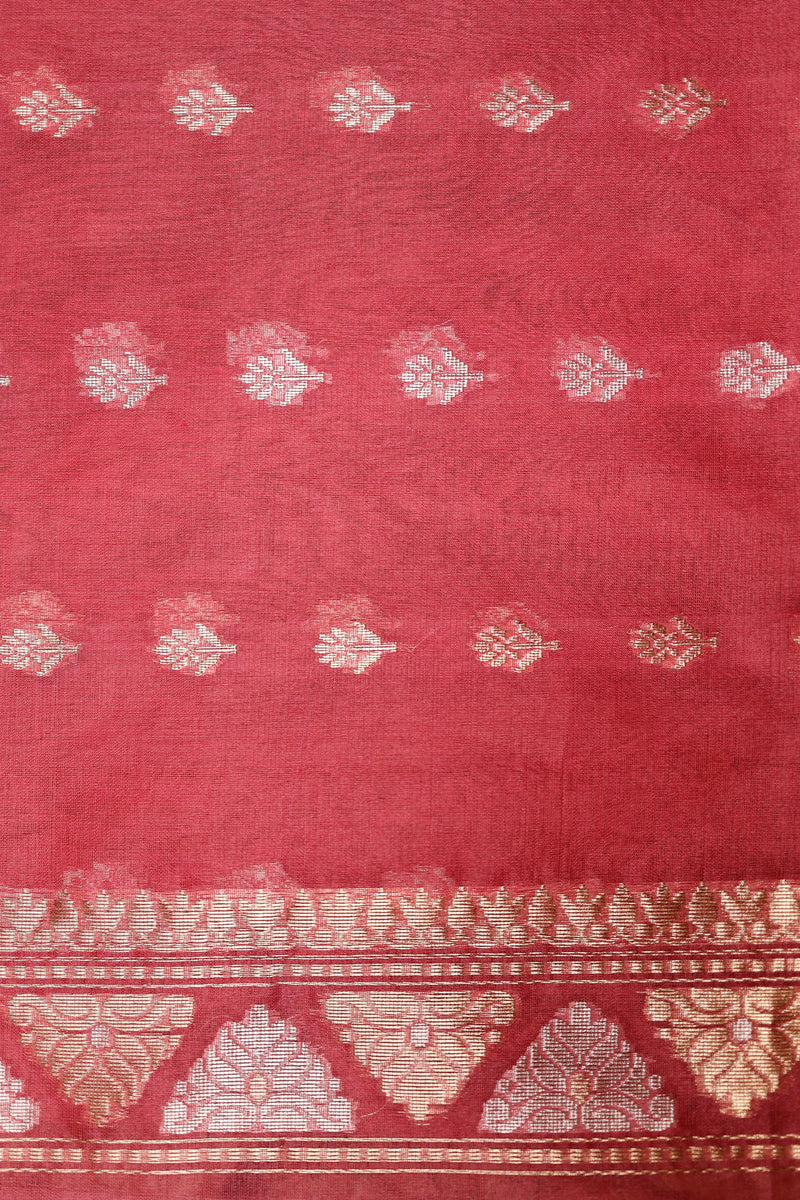 Handwoven Mustard Yellow Banarasi Organza Silk Saree