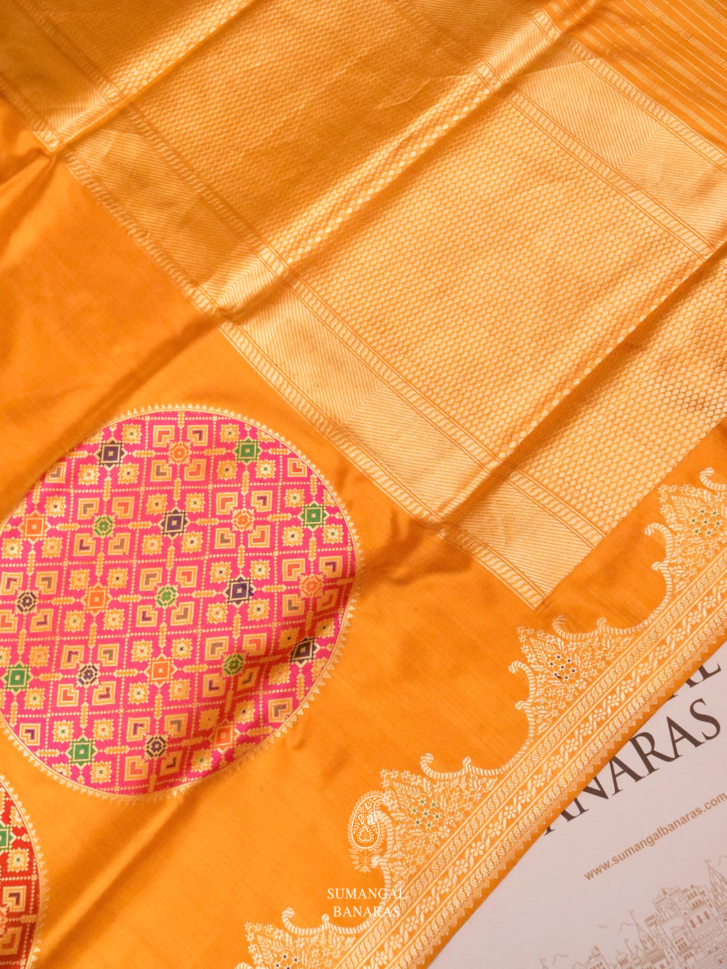 Handwoven Orange  Banarasi Katan Silk Saree