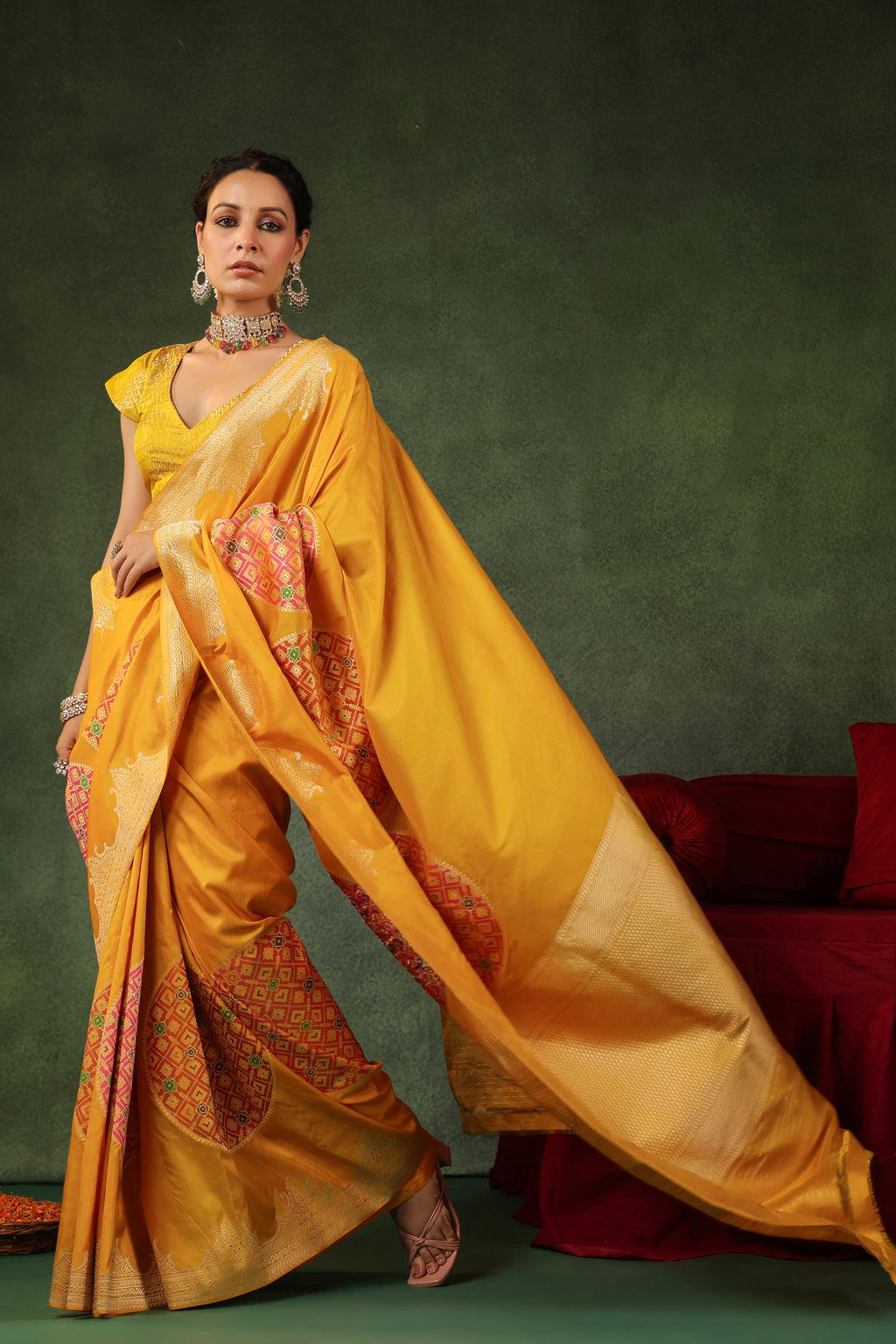 Shahi | Handwoven Mustard Yellow Banarasi Katan Soft Silk Saree