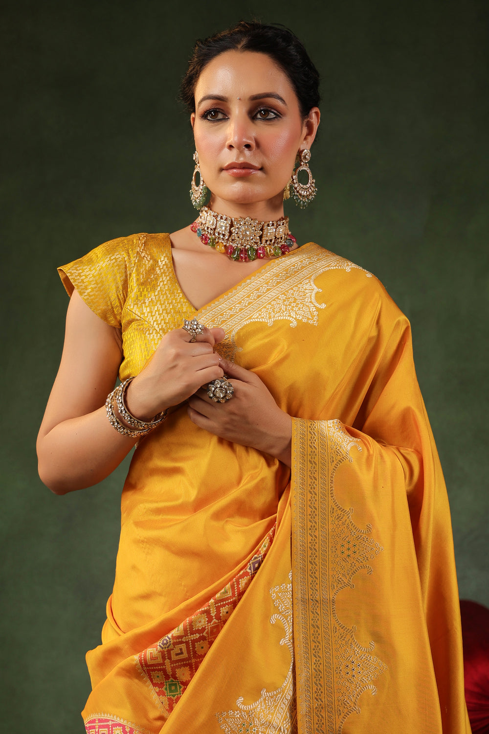 Shahi | Handwoven Mustard Yellow Banarasi Katan Soft Silk Saree