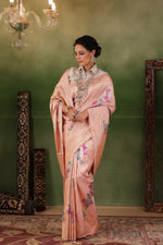 Phool | Handwoven Baby Pink Banarasi Tissue Katan Silk Saree