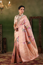 Phool | Handwoven Baby Pink Banarasi Tissue Katan Silk Saree