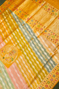 Handwoven Rangkat Banarasi Katan Silk Saree