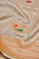 Handwoven Silver Banarasi Tissue Katan Silk Saree