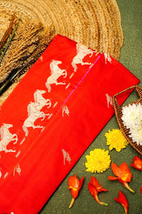 Handwoven Red Banarasi Katan Silk Saree