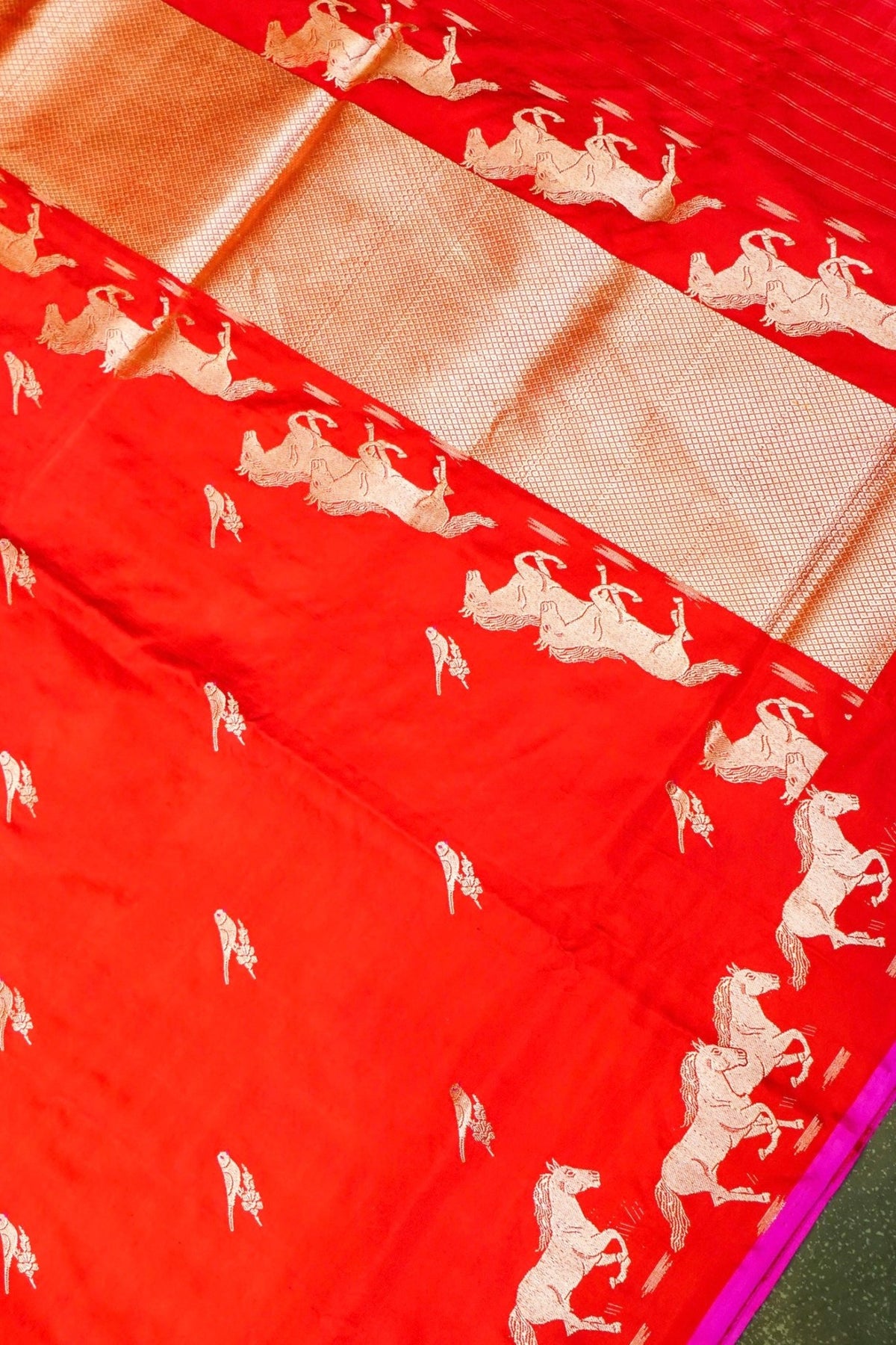 Handwoven Red Banarasi Katan Silk Saree