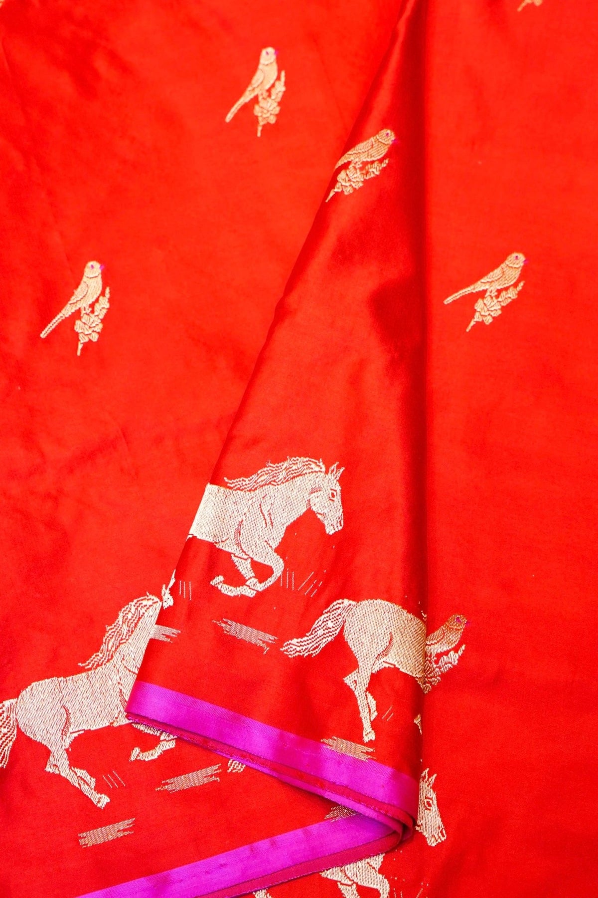 Handwoven Red Banarasi Katan Silk Saree