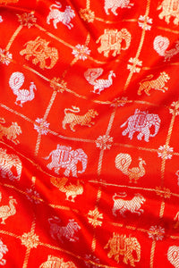 Handwoven Red Banarasi Katan Silk Saree