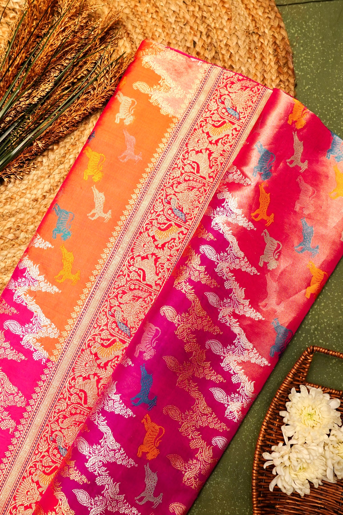 Handwoven Rangkat Banarasi Katan Silk Saree