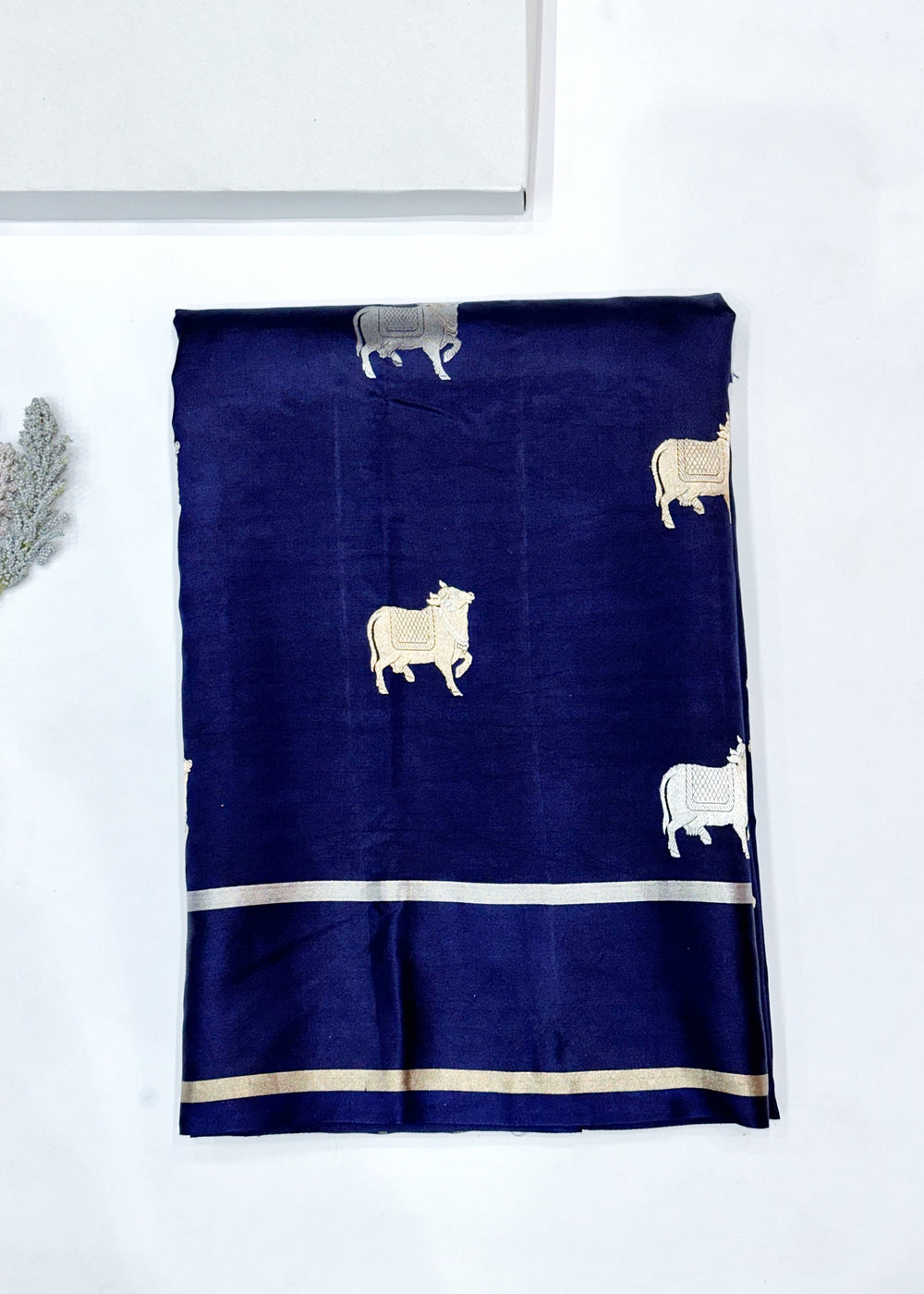 Navy Blue Katan Silk Handwoven Banarasi Saree