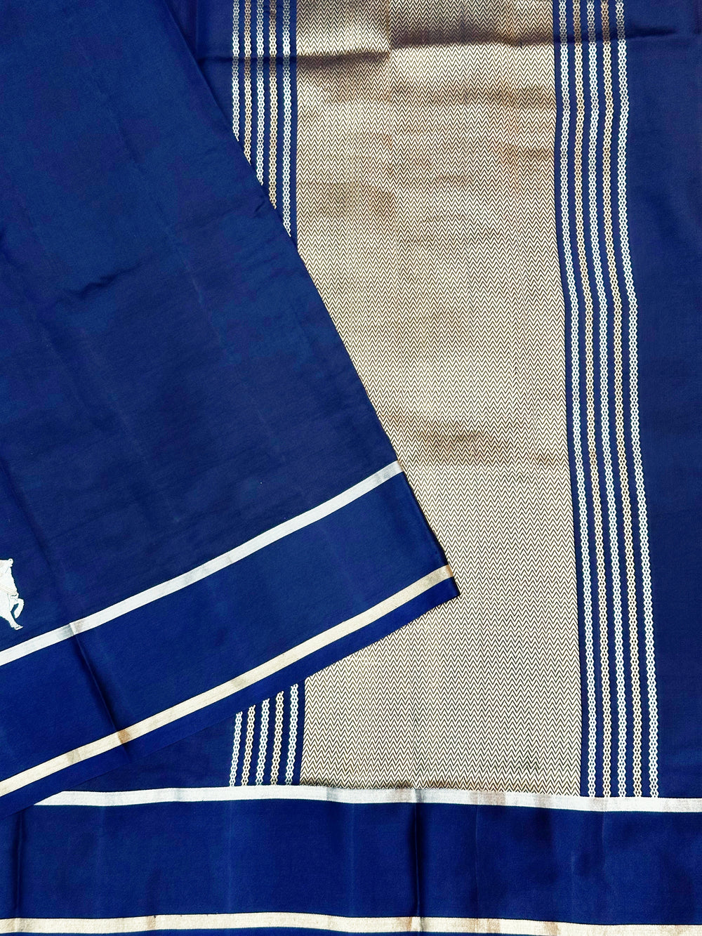 Navy Blue Katan Silk Handwoven Banarasi Saree