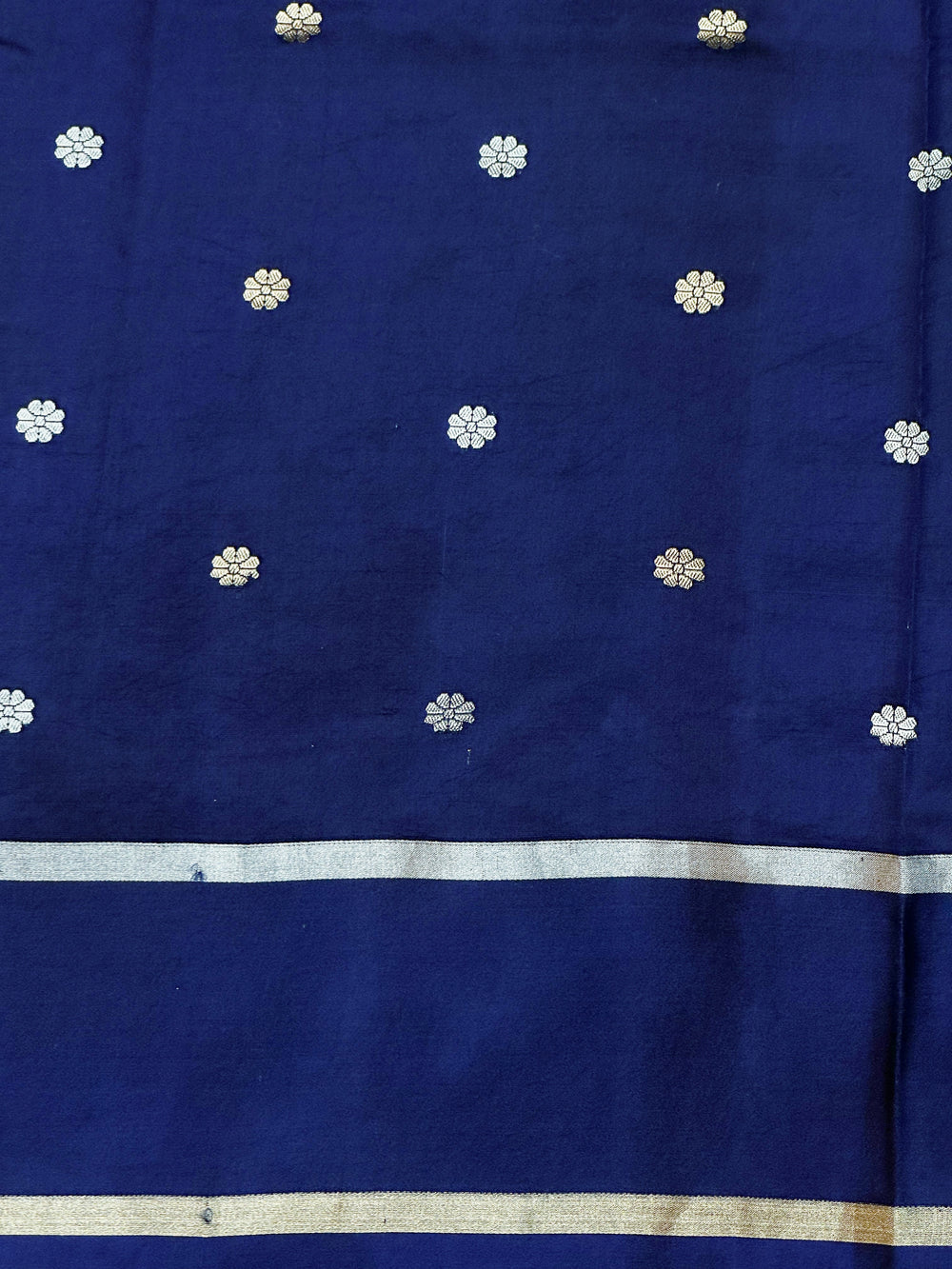 Navy Blue Katan Silk Handwoven Banarasi Saree