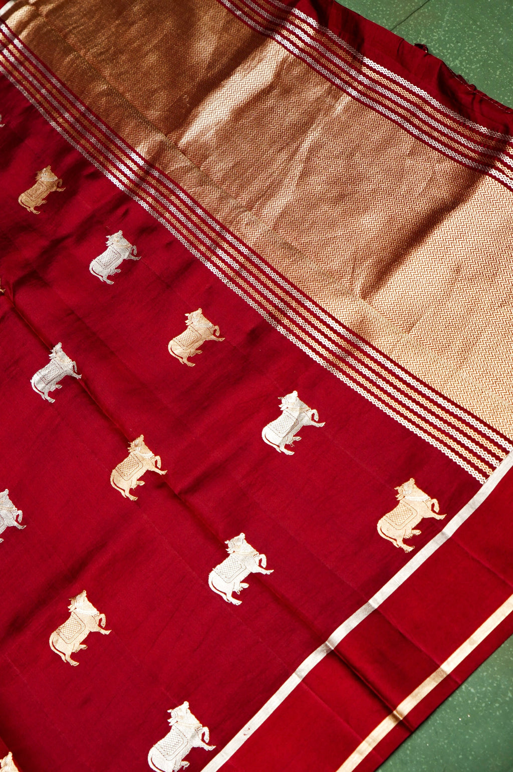 Handwoven Dark Red Banarasi Katan Soft Silk Saree