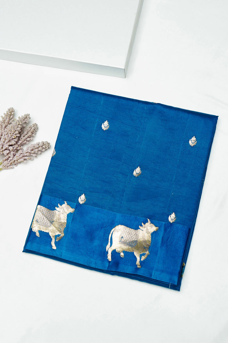 Handwoven Sky Blue Banarasi Katan Soft Silk Saree