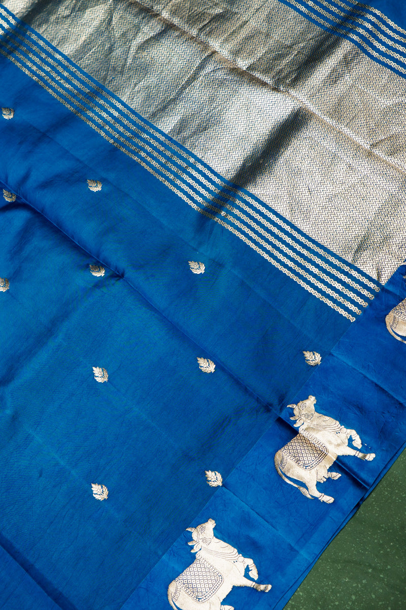 Handwoven Sky Blue Banarasi Katan Soft Silk Saree
