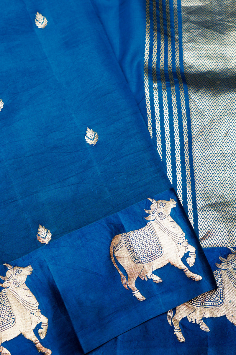 Handwoven Sky Blue Banarasi Katan Soft Silk Saree