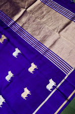 Handwoven Blue Banarasi Katan Soft Silk Saree