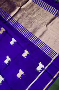 Handwoven Blue Banarasi Katan Soft Silk Saree