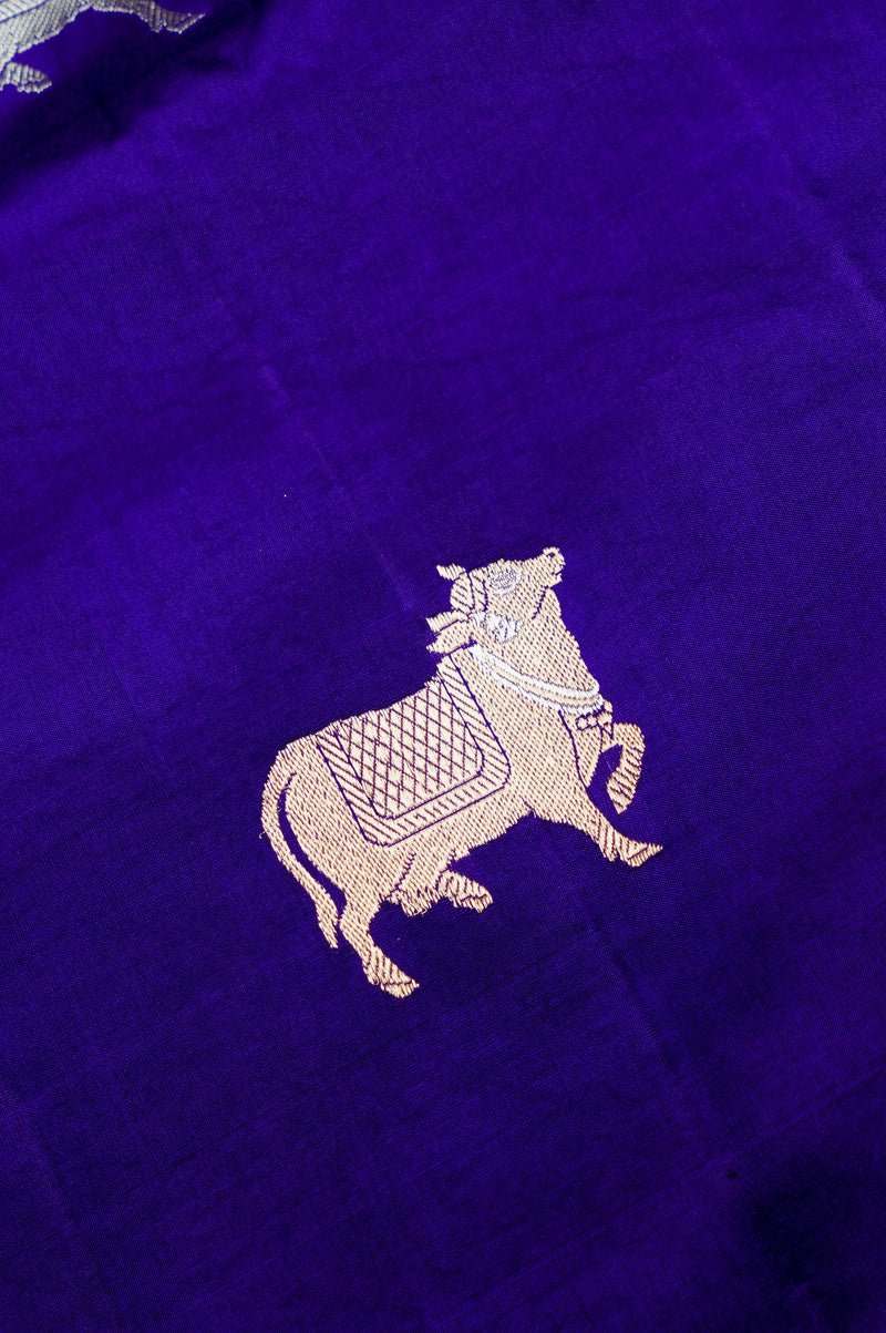 Handwoven Blue Banarasi Katan Soft Silk Saree