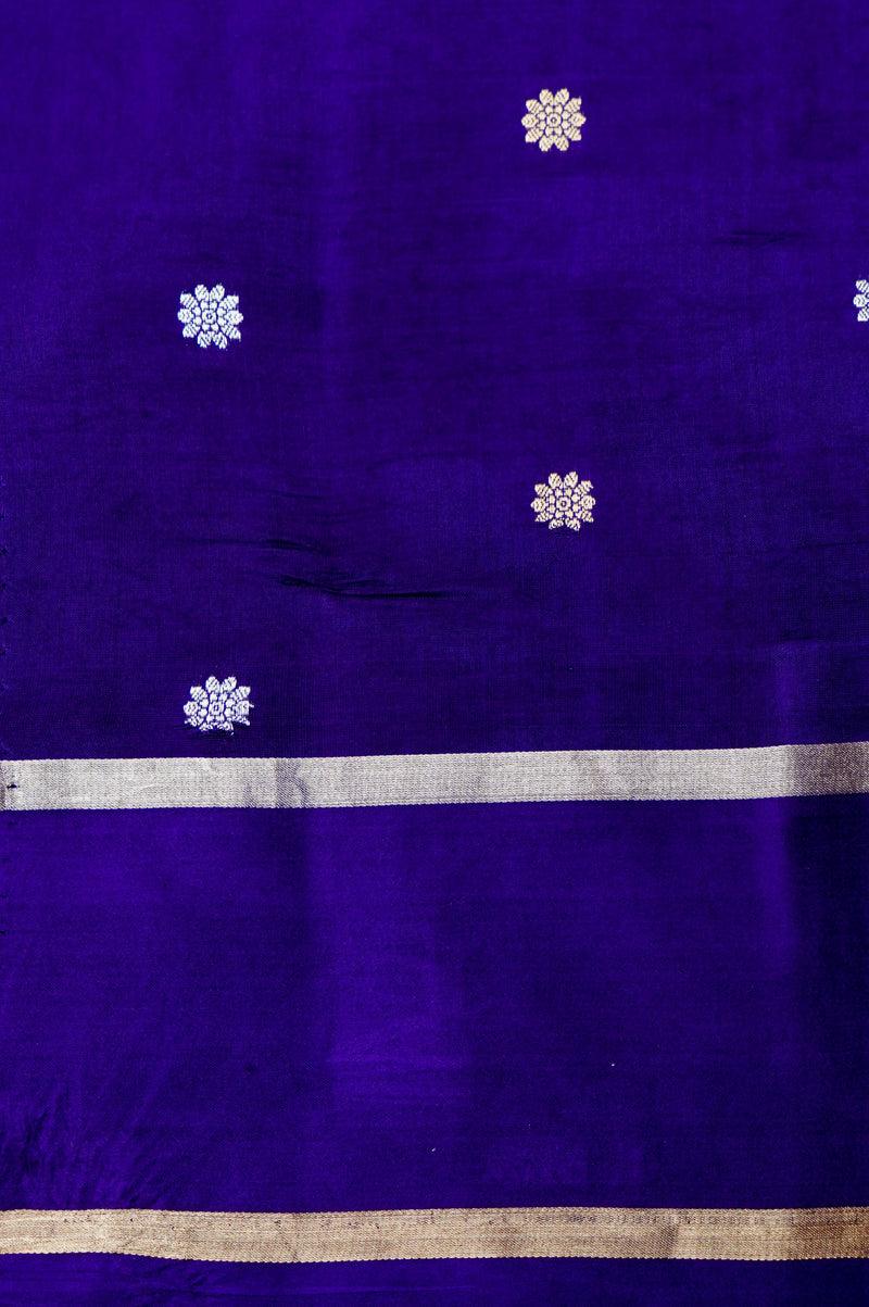 Handwoven Blue Banarasi Katan Soft Silk Saree